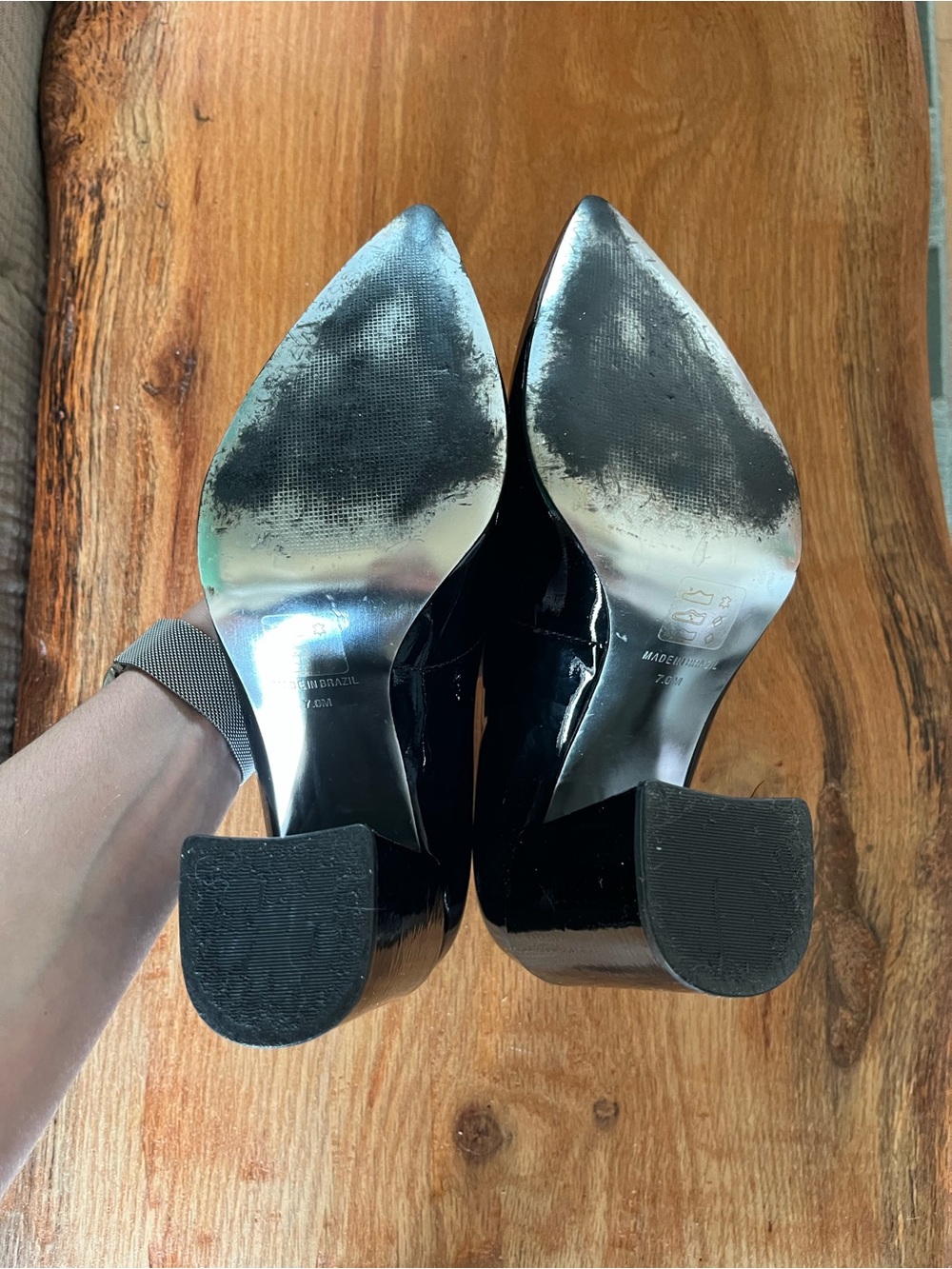 Massimo Matteo Dawn Black Patent Pointed Toe Block Heel Pumps Size 7 - Picture 7 of 8